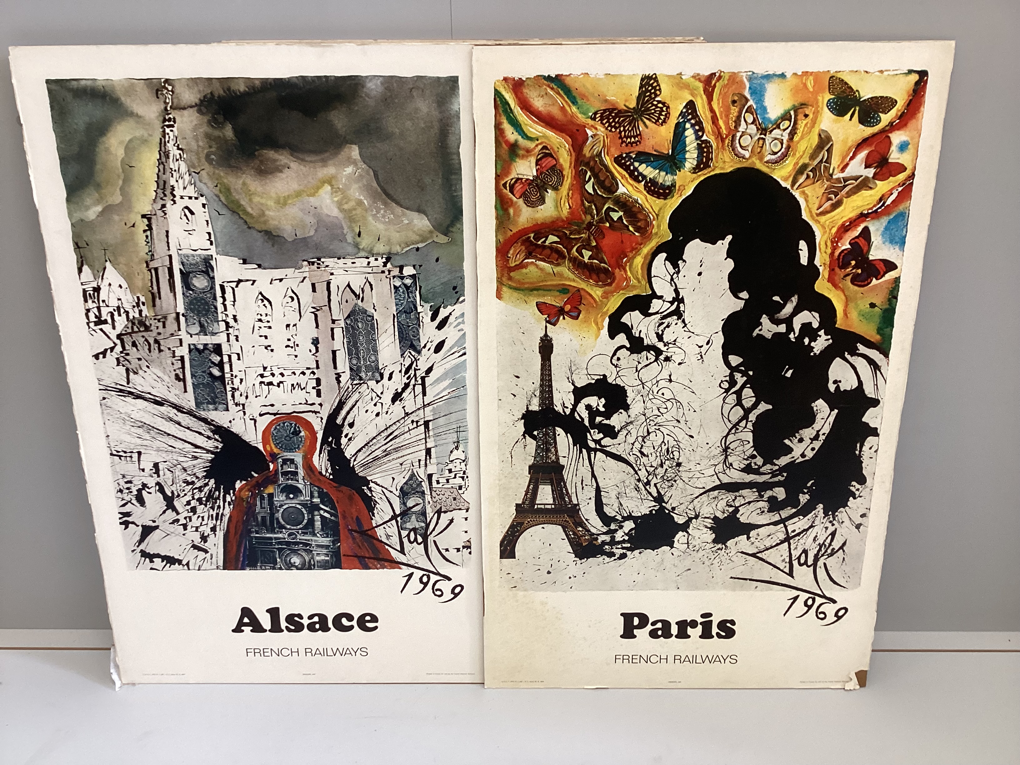 After Salvador Dali - five French railway posters, each width 62cm, height 99cm